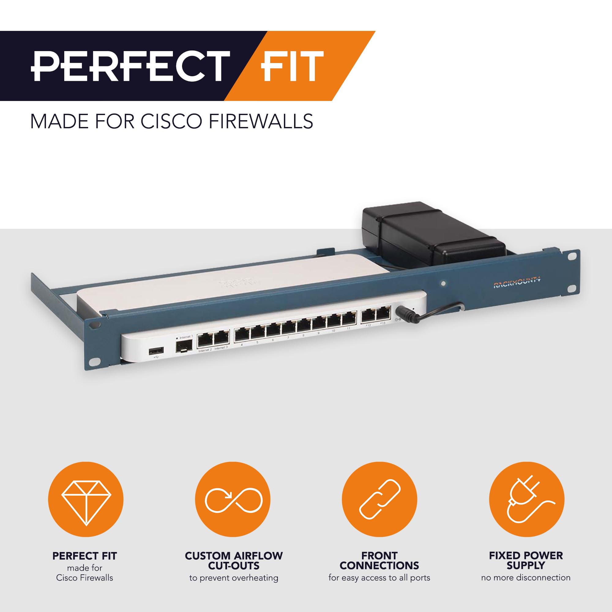 Cisco Meraki Firewall Appliance Rack Mount   1U Server Rack Shelf With Easy Access Front Network Connections, Properly Vented, C